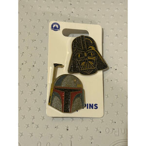 Disney Parks 2025 Star Wars Darth Vader Boba Fett 2 Pin Set Glitter Pin